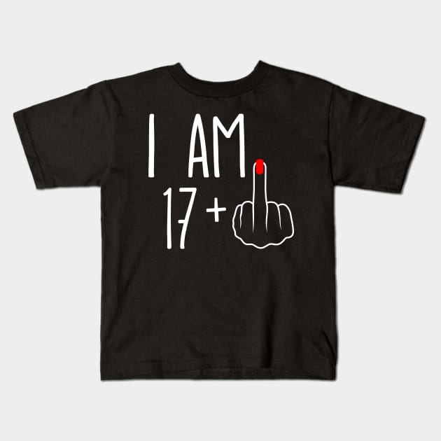 Vintage 18th Birthday I Am 17 Plus 1 Middle Finger Kids T-Shirt by ErikBowmanDesigns